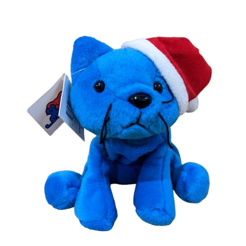 Vintage 1998 Petco Paw Pals Blue Holiday Mews Santa Kitty Cat Beanbag Plush 6"